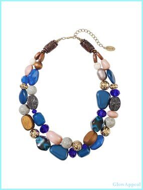 Boho Chunky Beaded 2 Layer Statement Necklace Adjustable Collar